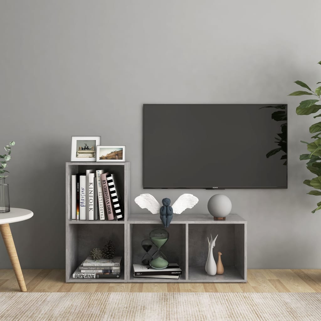 vidaXL TV Cabinets 2 pcs Concrete Grey 72x35x36.5 cm Engineered Wood