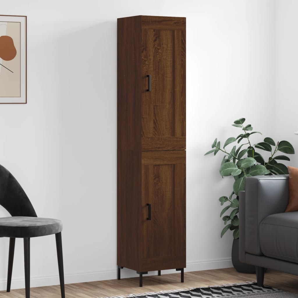 vidaXL Highboard Brown Oak 34.5x34x180 cm Engineered Wood