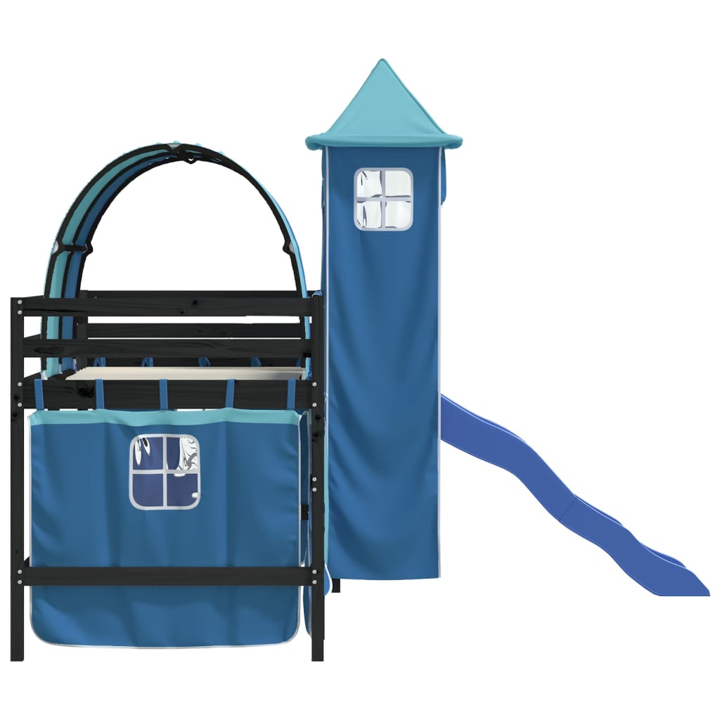 vidaXL Kids' Loft Bed with Tower without Mattress Blue 80x200 cm