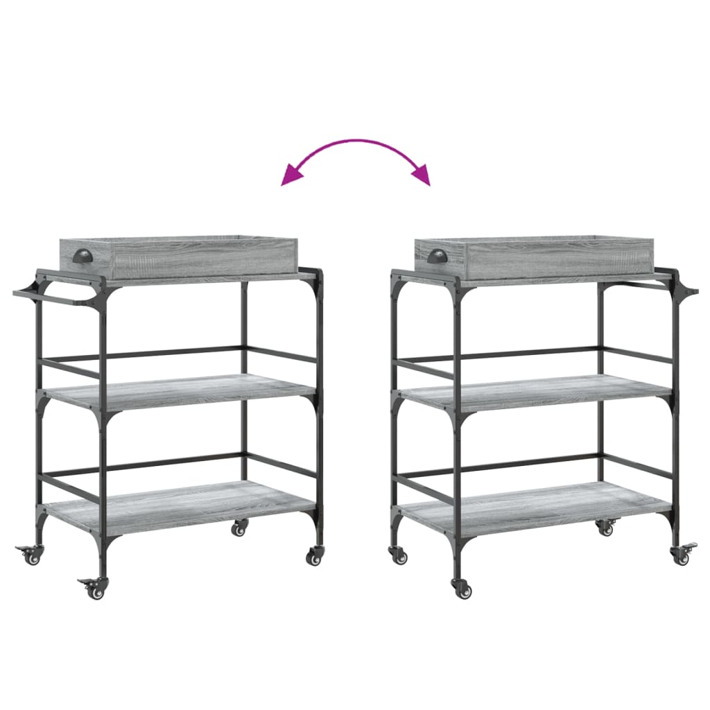 vidaXL Kitchen Trolley Grey Sonoma 81.5x41x92.5 cm Engineered Wood