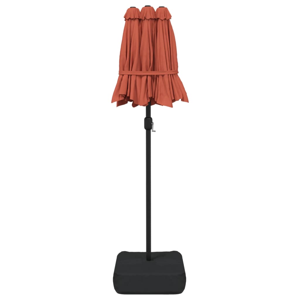 vidaXL Double-Head Garden Parasol with LEDs Terracotta 316x240 cm