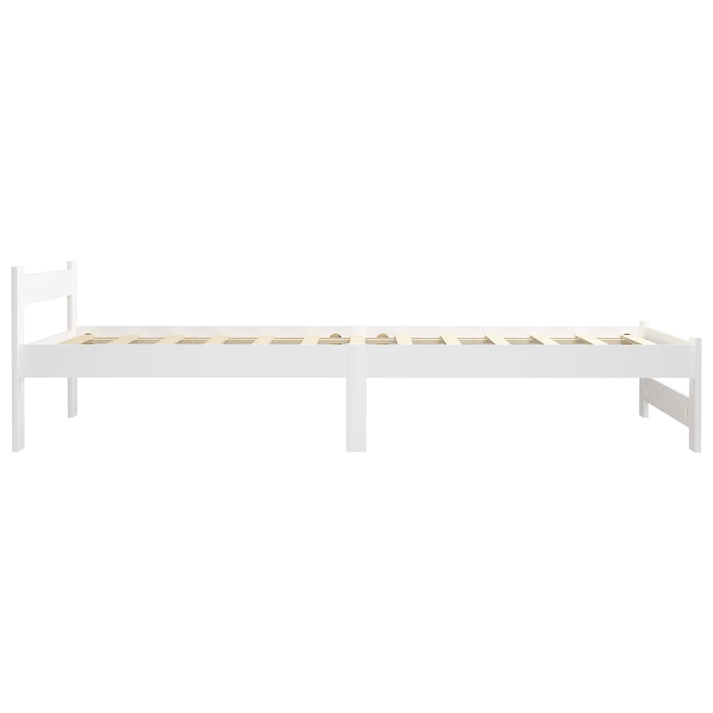 vidaXL Bed Frame without Mattress White Solid Pine Wood 90x200 cm