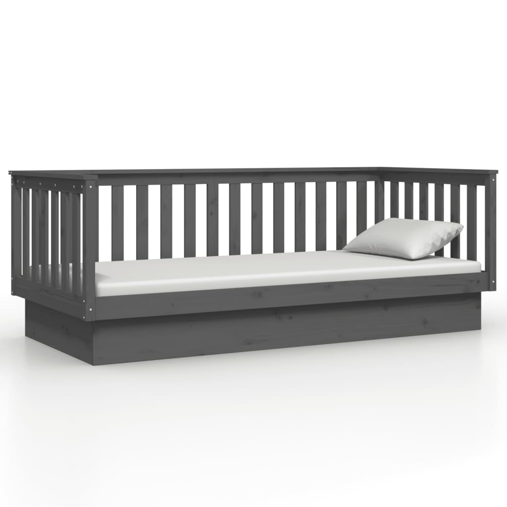 vidaXL Day Bed without Mattress Grey 90x200 cm Solid Wood Pine