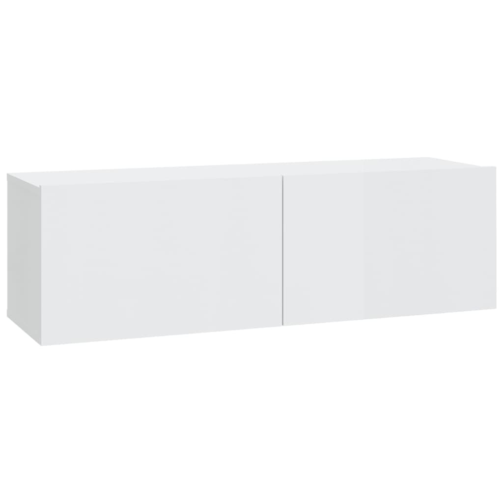 vidaXL Wall-mounted TV Cabinet High Gloss White Engineered Wood