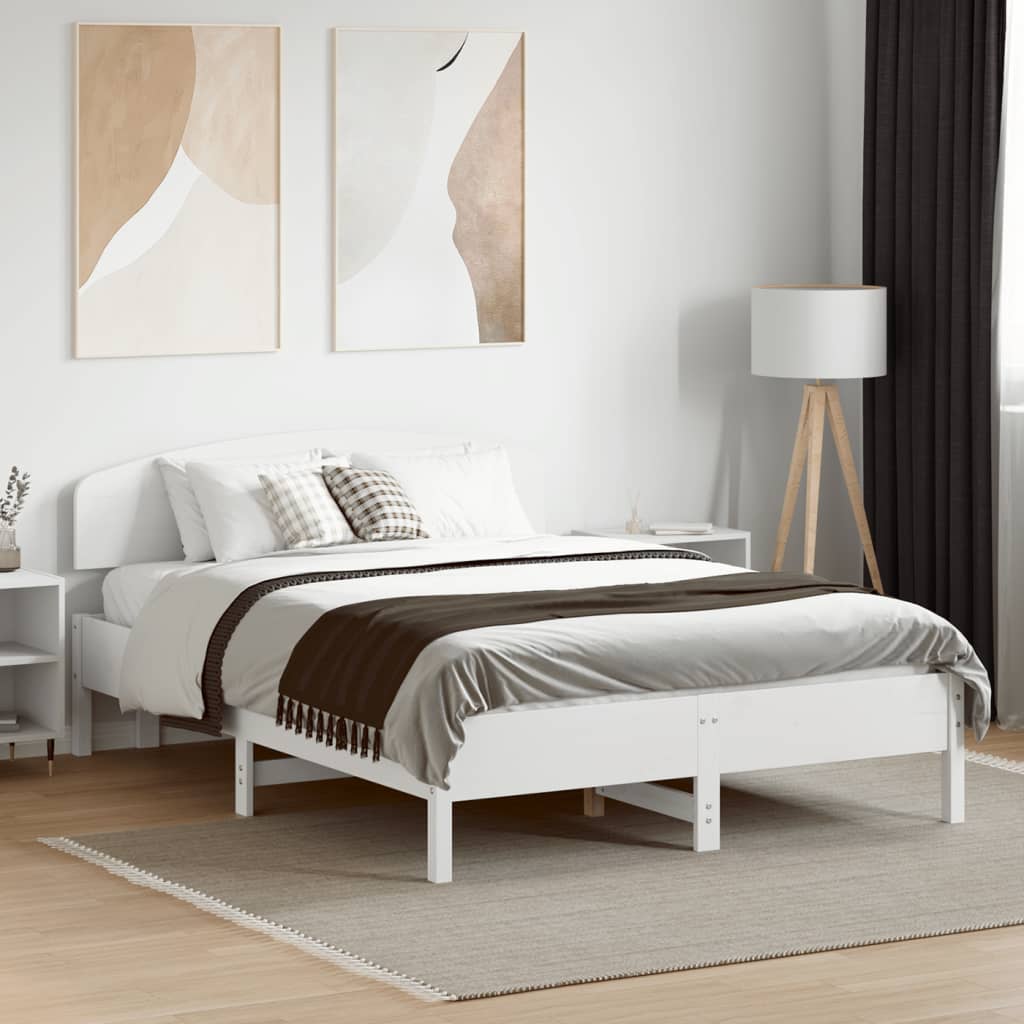 vidaXL Bed Frame without Mattress White 135x190 cm Double Solid Wood Pine