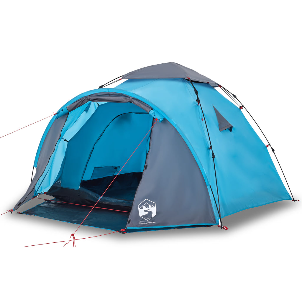 vidaXL Camping Tent Dome 3-Person Blue Quick Release