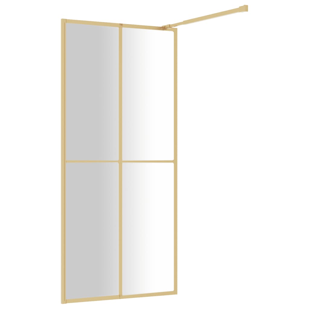 vidaXL Walk-in Shower Wall with Clear ESG Glass Gold 90x195 cm