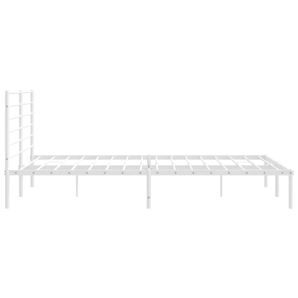 vidaXL Metal Bed Frame without Mattress with Headboard White 200x200 cm