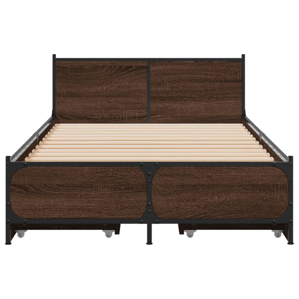 vidaXL Bed Frame with Drawers without Mattress Brown Oak 75x190 cm Small Single