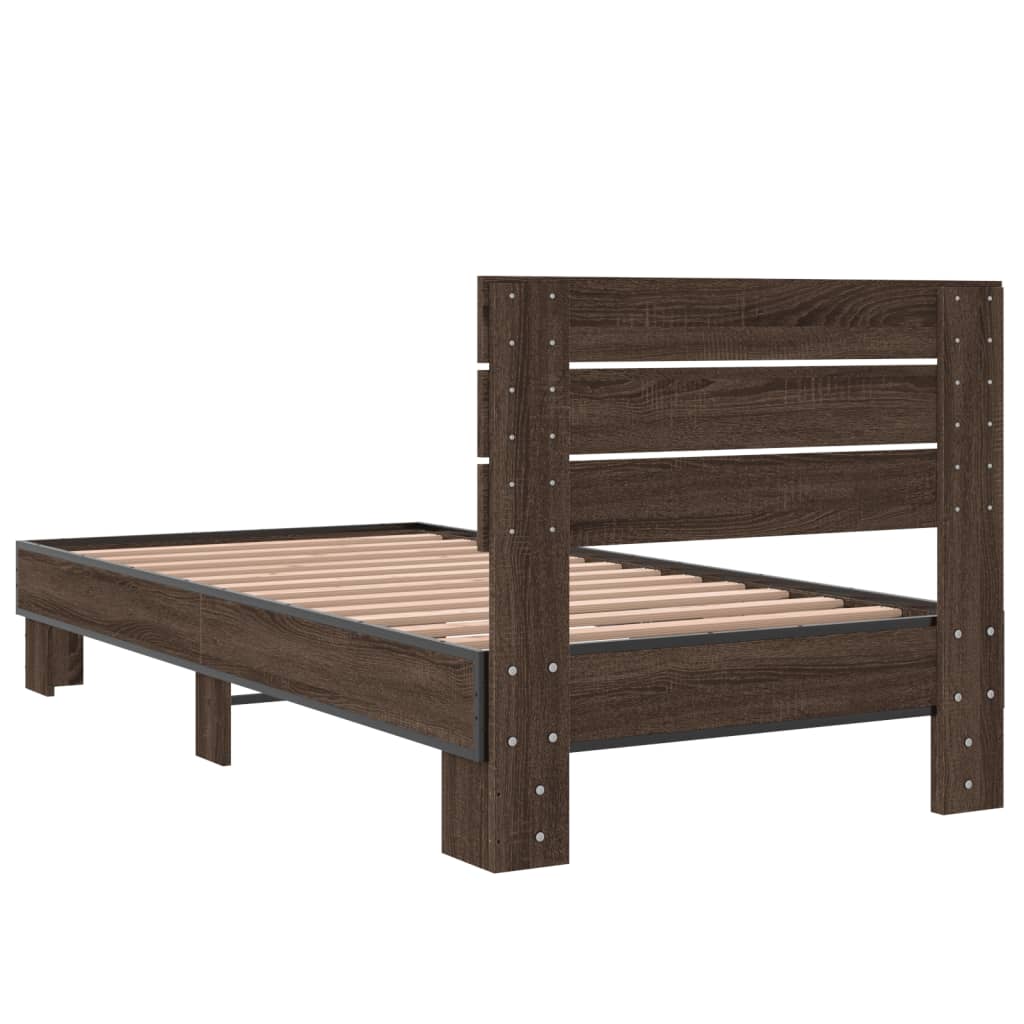 vidaXL Bed Frame without Mattress Brown Oak 75x190 cm Small Single