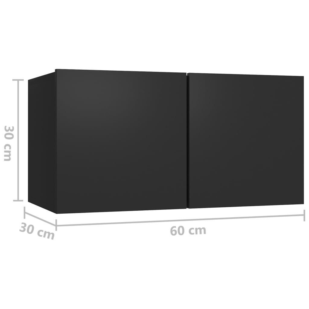 vidaXL Hanging TV Cabinets 2 pcs Black 60x30x30 cm