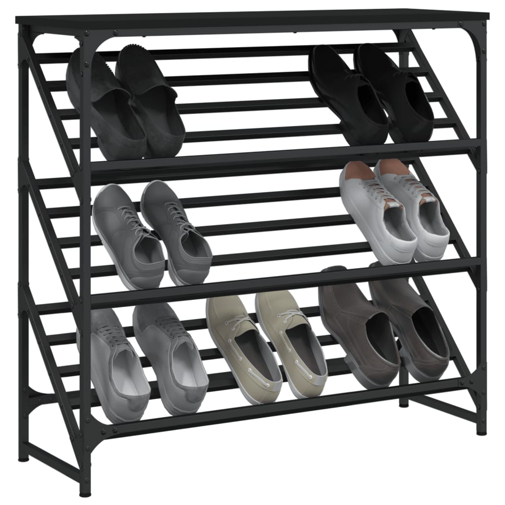 vidaXL Shoe Rack Black 90x30x85 cm Engineered Wood