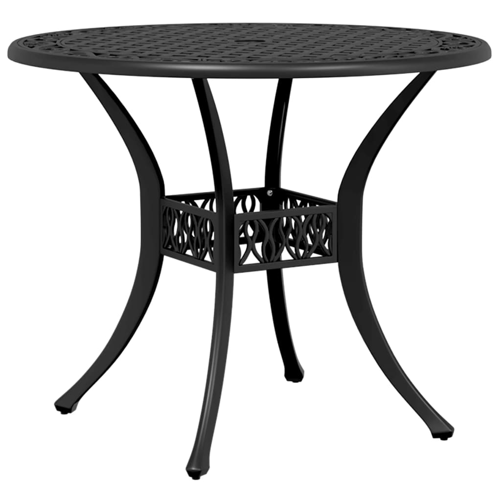 vidaXL Garden Table Black Ø90x75 cm Cast Aluminium