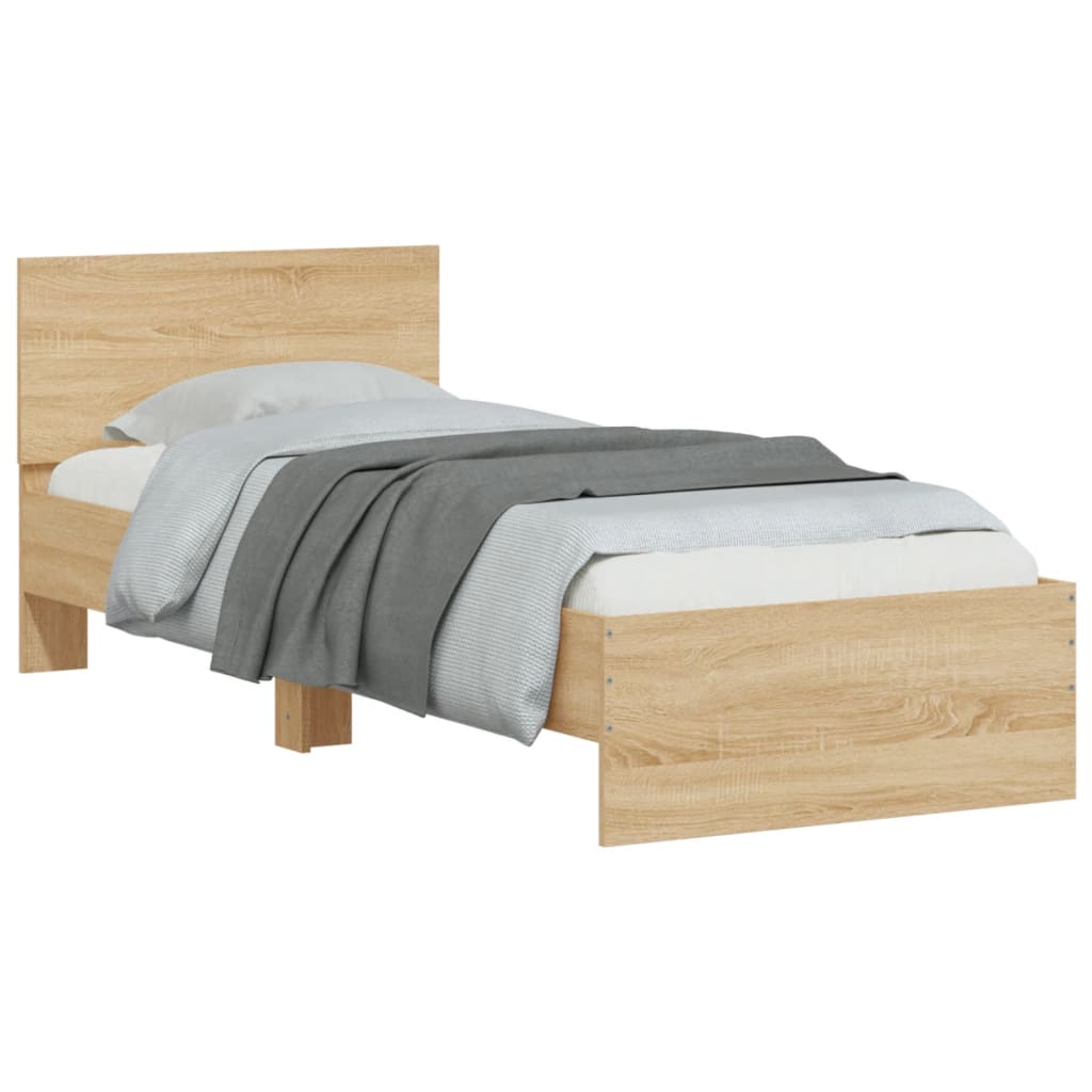 vidaXL Bed Frame without Mattress with Headboard Sonoma Oak 90x200 cm