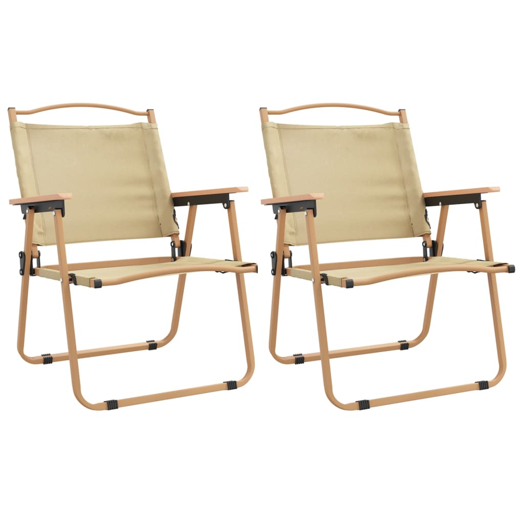 vidaXL Camping Chairs 2 pcs Beige 54x55x78 cm Oxford Fabric