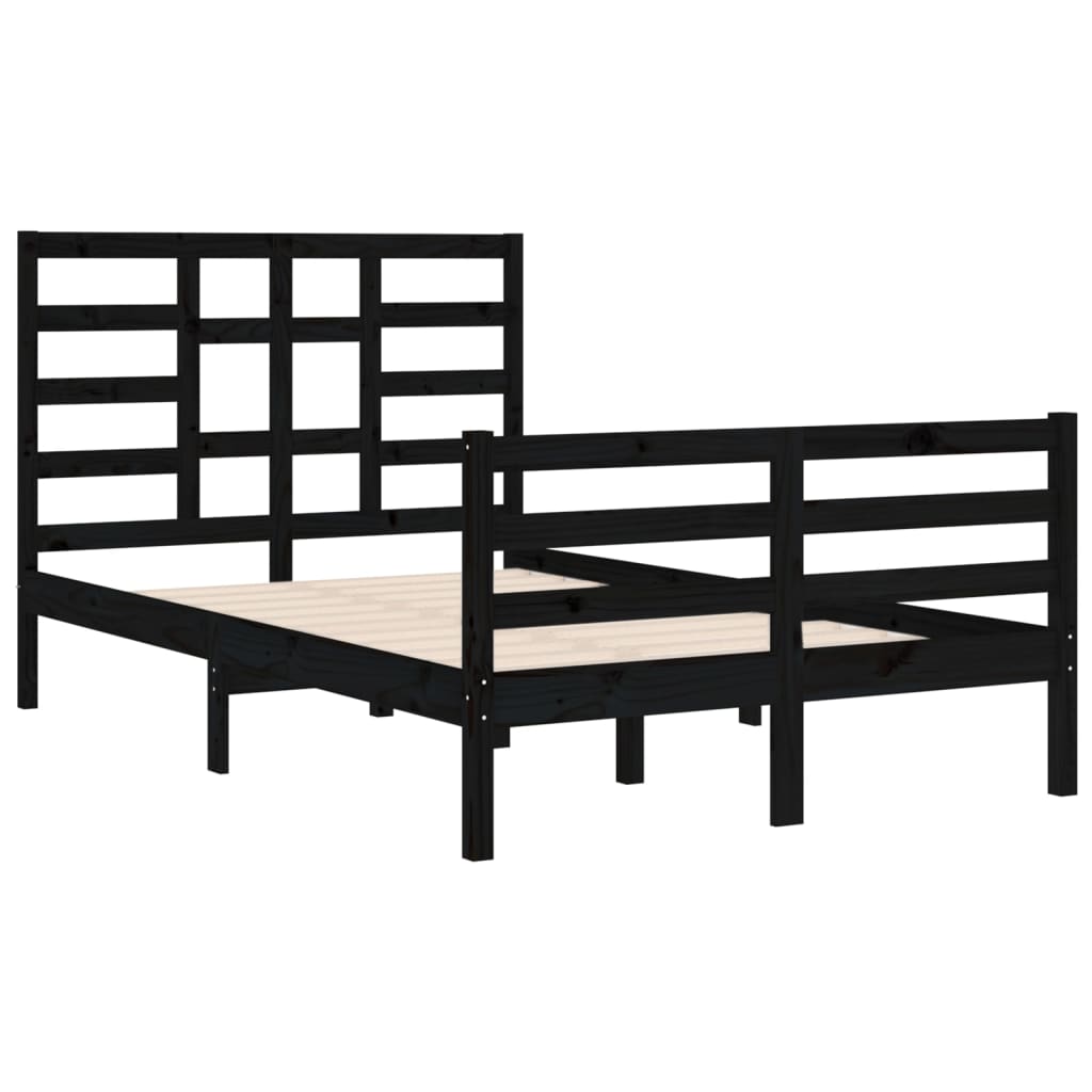 vidaXL Bed Frame without Mattress Black Solid Wood 120x200 cm