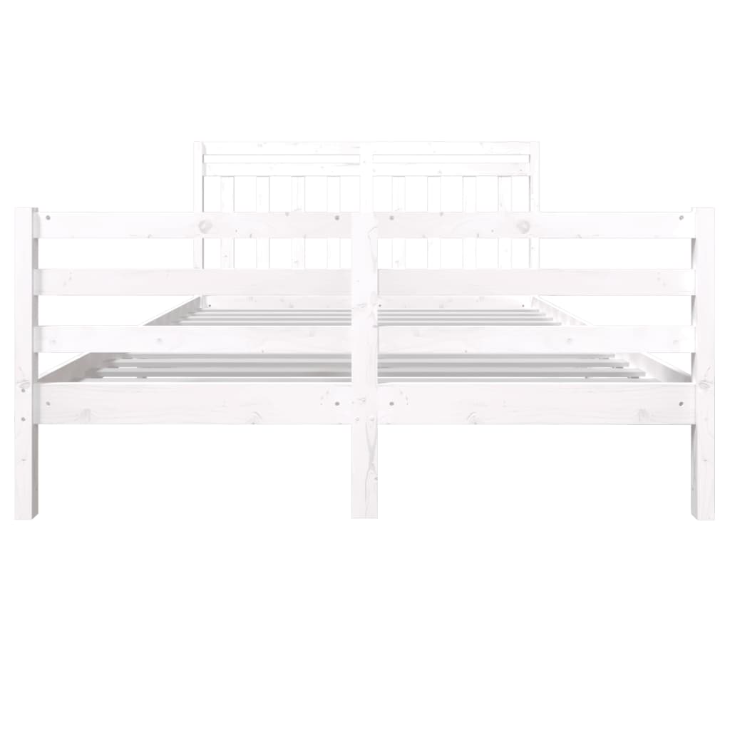 vidaXL Bed Frame without Mattress White Solid Wood 160x200 cm (810441+814105)