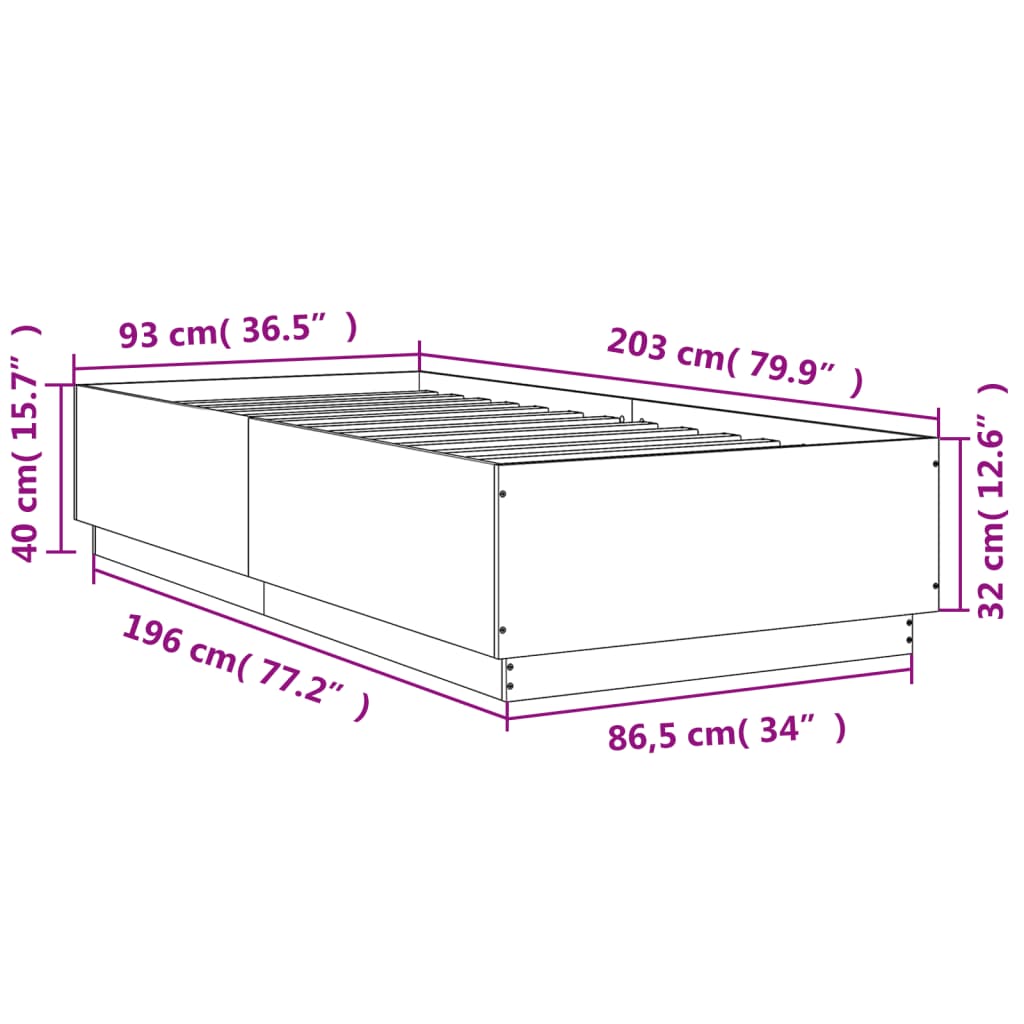 vidaXL Bed Frame without Mattress Smoked Oak 90x200 cm