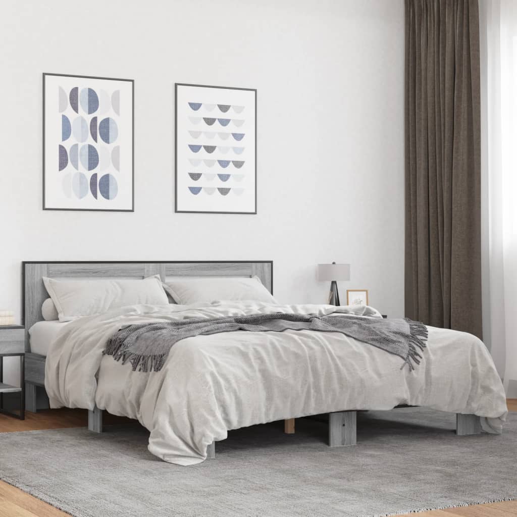 vidaXL Bed Frame without Mattress Grey Sonoma 160x200 cm