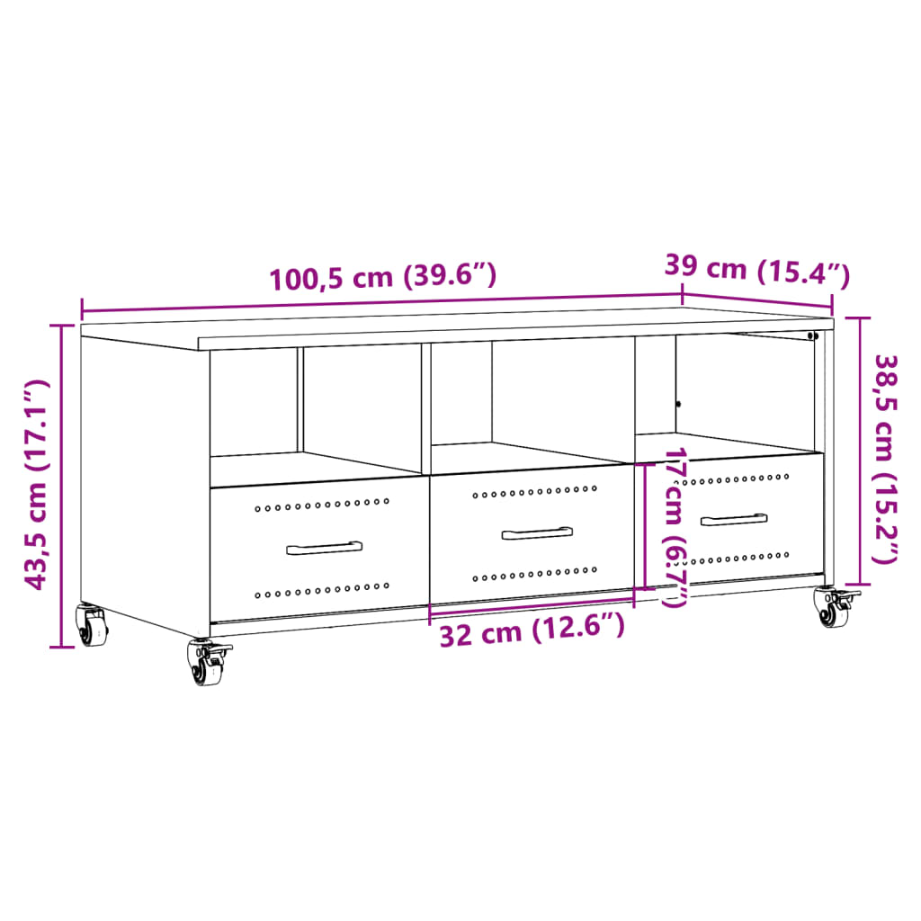 vidaXL TV Cabinet Anthracite 100.5x39x43.5 cm Steel