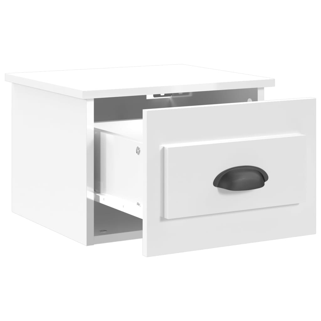 vidaXL Wall-mounted Bedside Cabinets 2 pcs High Gloss White 41.5x36x28cm