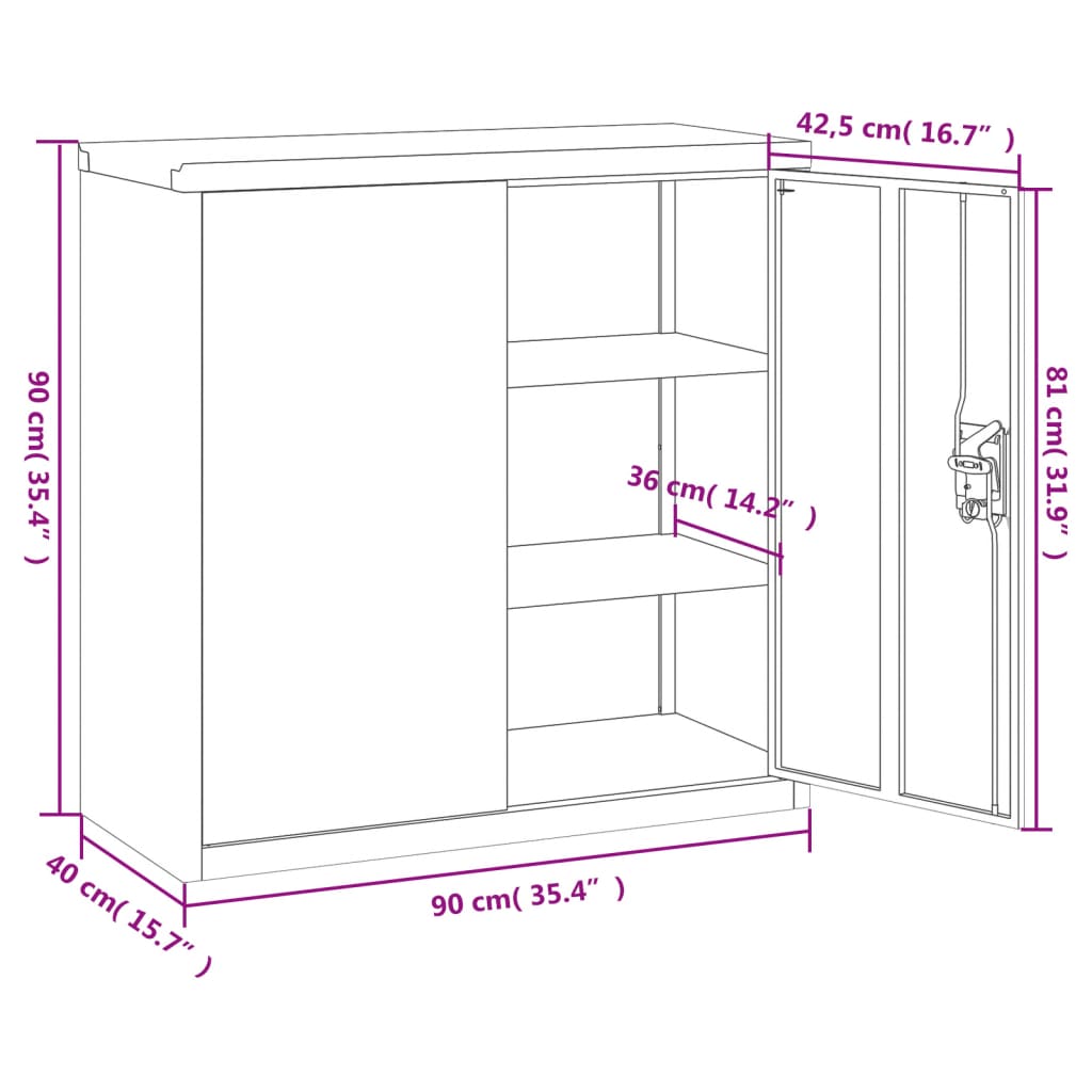 vidaXL File Cabinet Light Grey 90x40x130 cm Steel