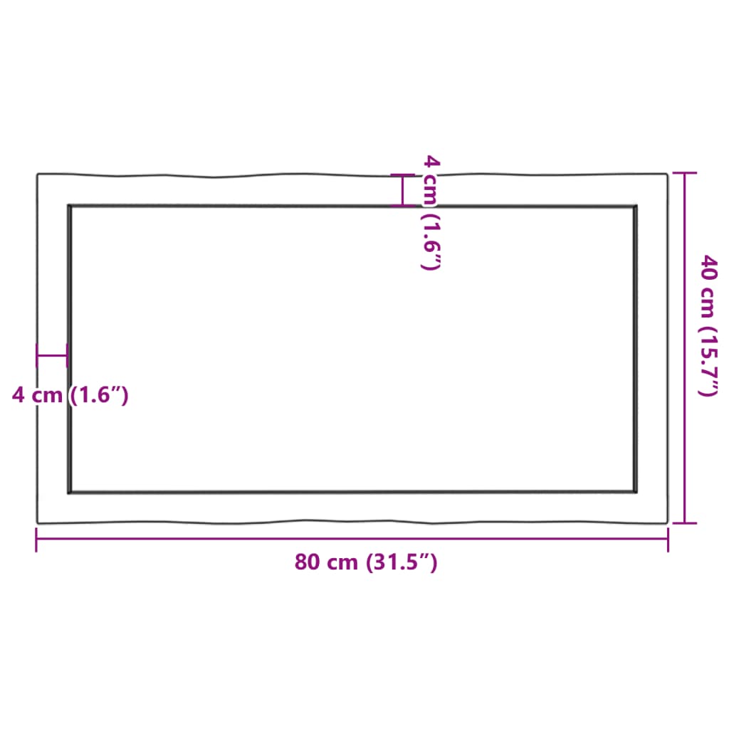 vidaXL Table Top 80x40x(2-6) cm Untreated Solid Wood Live Edge