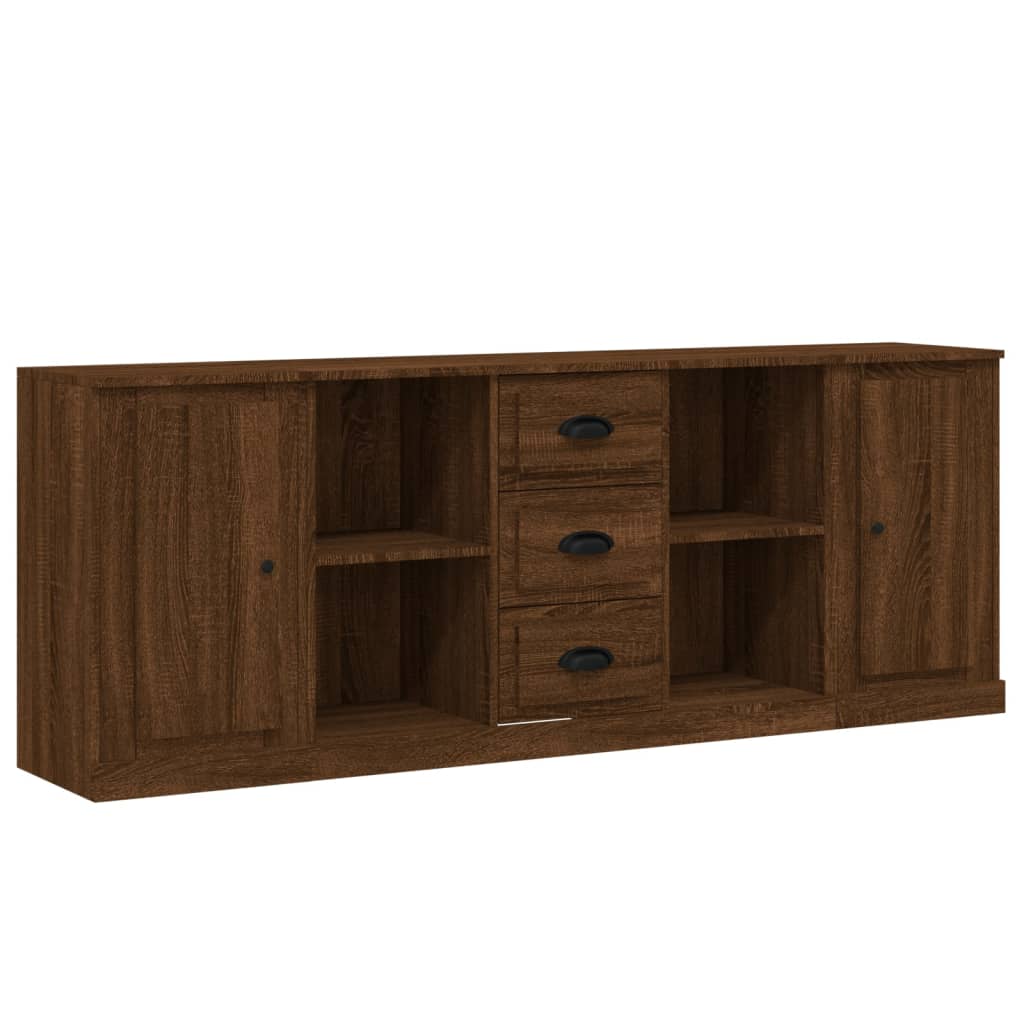 vidaXL Sideboards 3 pcs Brown Oak Engineered Wood