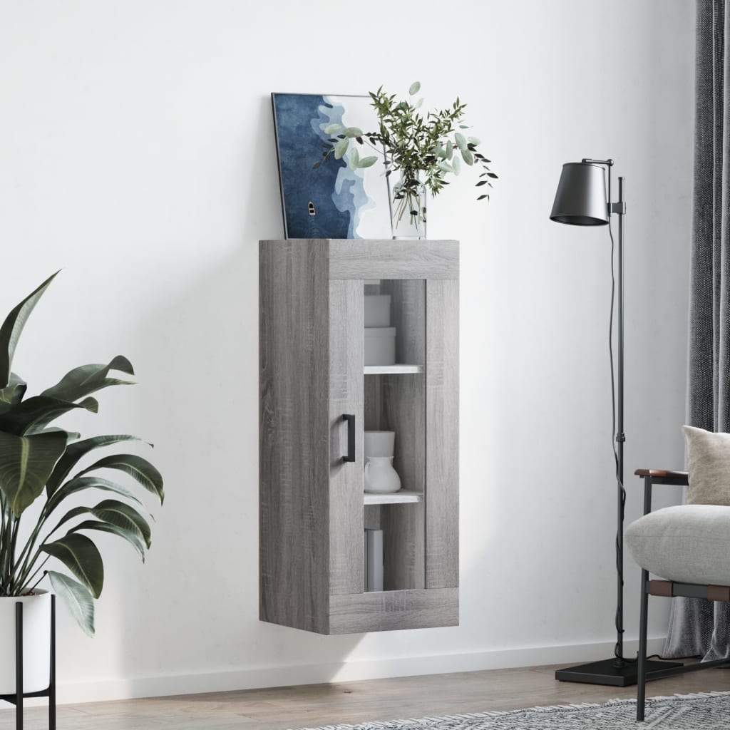 vidaXL Wall Mounted Cabinet Grey Sonoma 34.5x34x90 cm