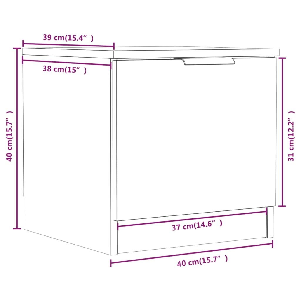 vidaXL Bedside Cabinets 2 pcs Concrete Grey 40x39x40 cm