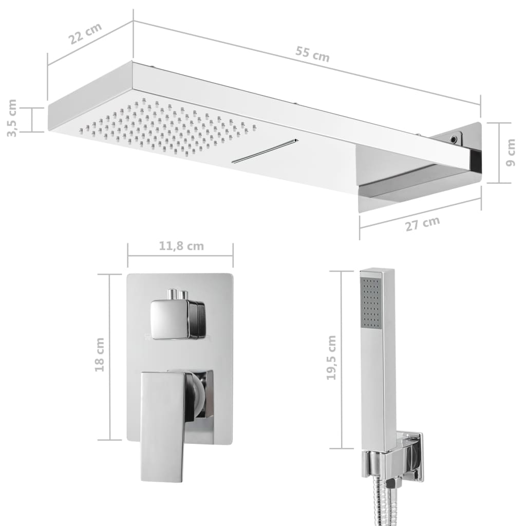 vidaXL Shower System Stainless Steel 201 Silver