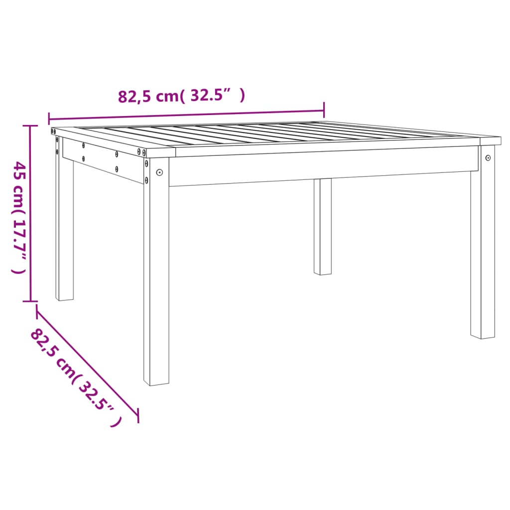 vidaXL Garden Table Grey 82.5x82.5x45 cm Solid Wood Pine