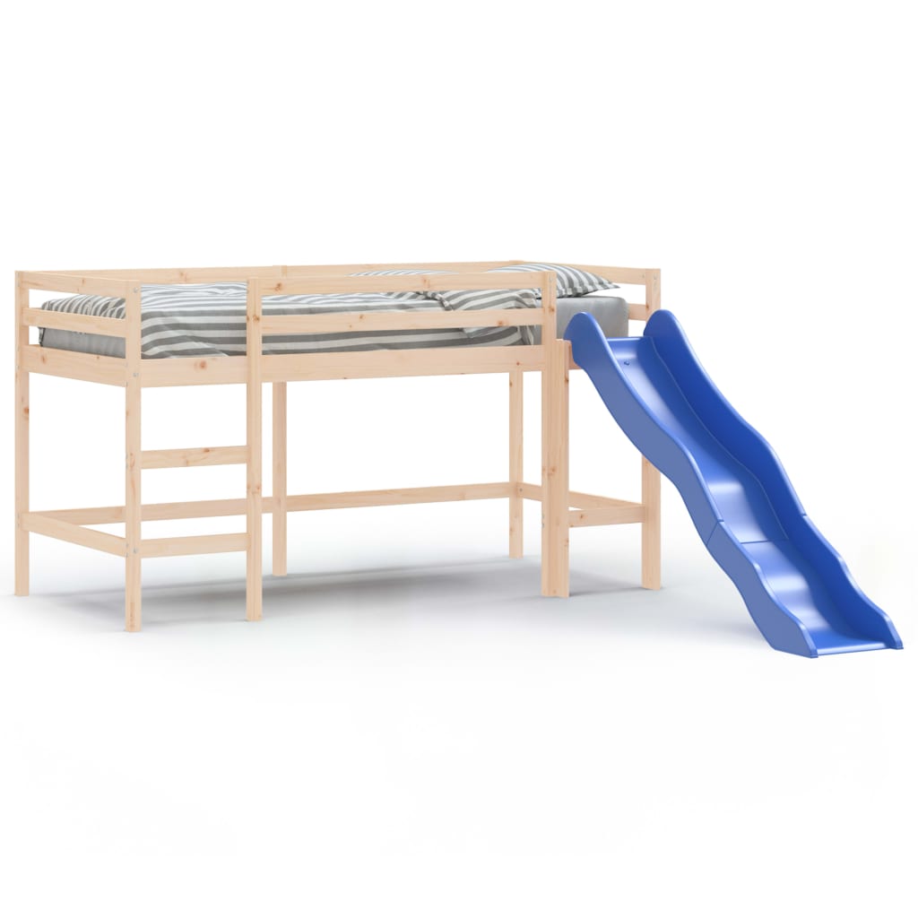 vidaXL Kids' Loft Bed without Mattress with Slide 90x200 cm