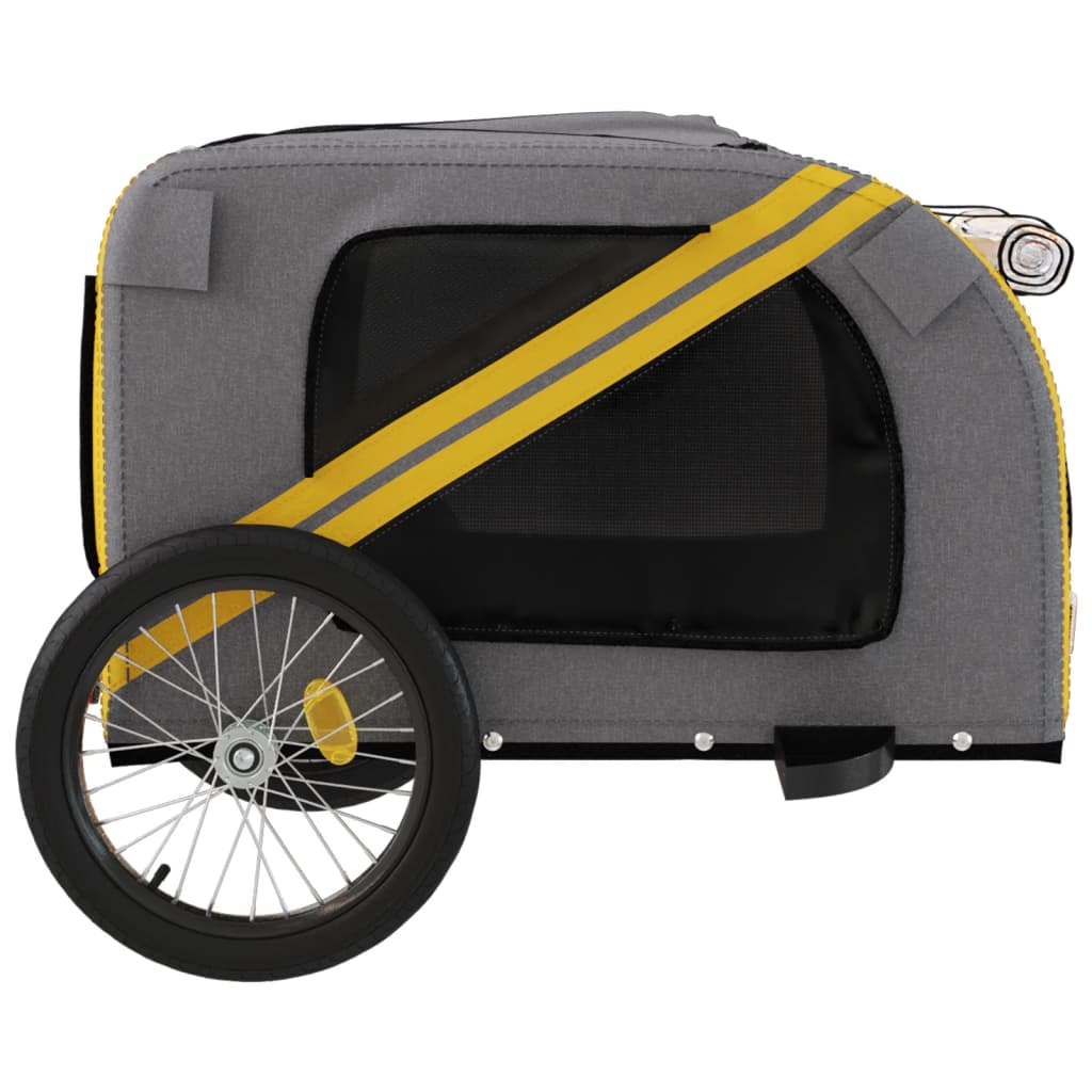 vidaXL Pet Bike Trailer Yellow and Grey Oxford Fabric and Iron