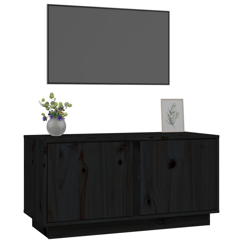 vidaXL TV Cabinet Black 80x35x40.5 cm Solid Wood Pine