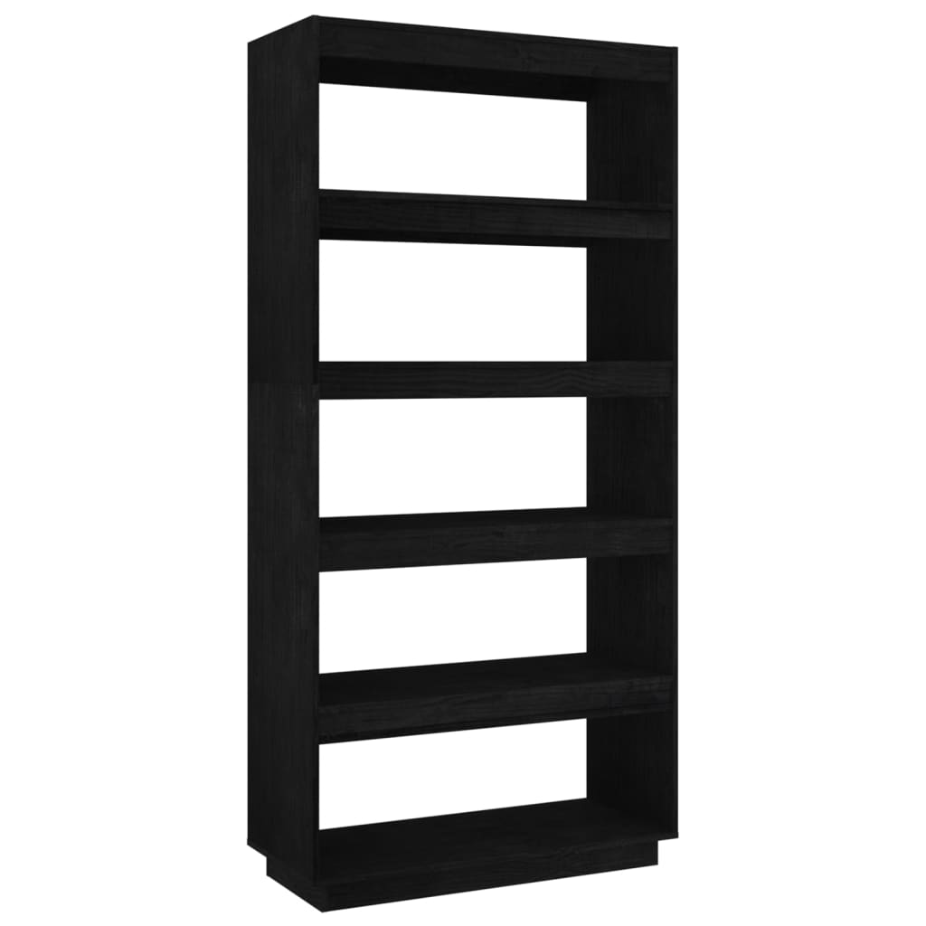 vidaXL Book Cabinet/Room Divider Black 80x35x167 cm Solid Pinewood