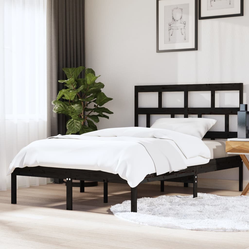 vidaXL Bed Frame without Mattress Black King Size Solid Wood