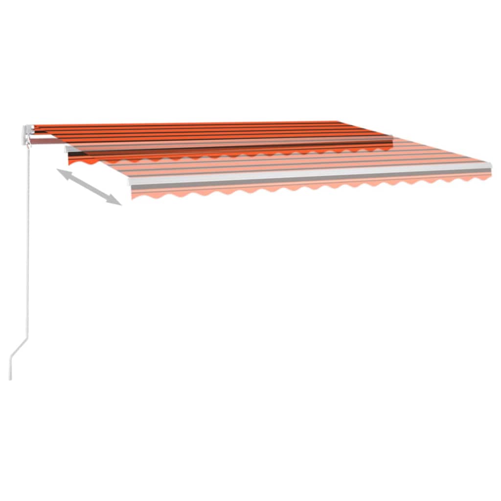 vidaXL Manual Retractable Awning 450x350 cm Orange and Brown