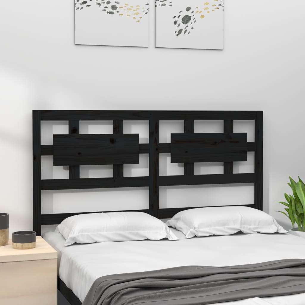 vidaXL Bed Headboard Black 165.5x4x100 cm Solid Wood Pine