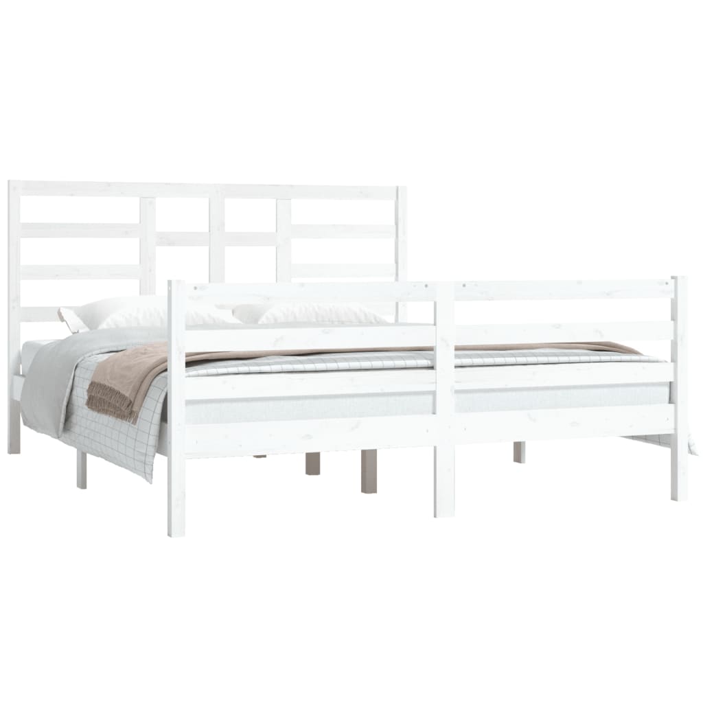 vidaXL Bed Frame without Mattress White Solid Wood 160x200 cm