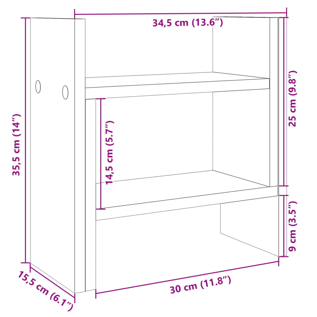 vidaXL Desk Organiser Black 34.5x15.5x35.5 cm Engineered wood