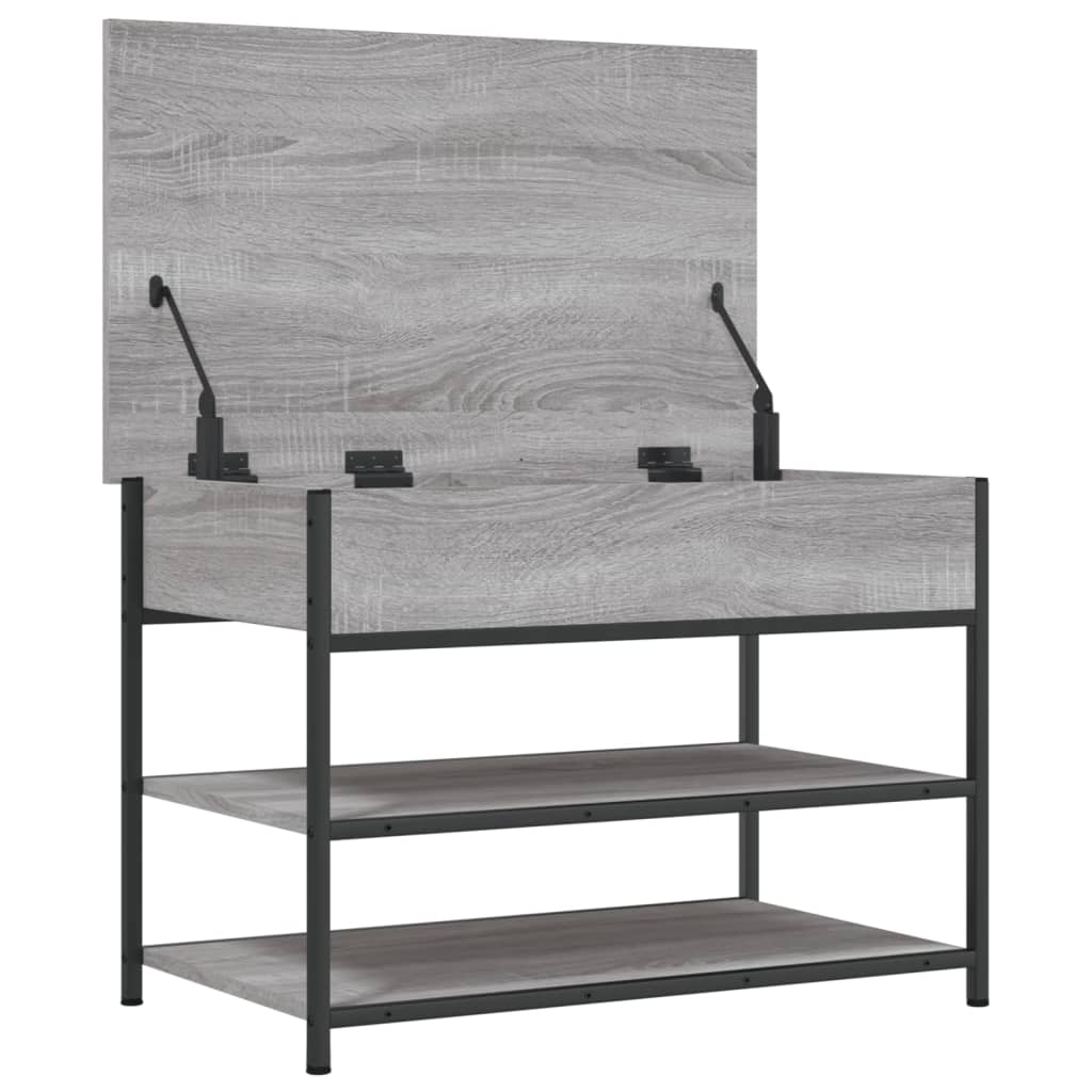 vidaXL Shoe Bench Grey Sonoma 70x42.5x50 cm Engineered Wood