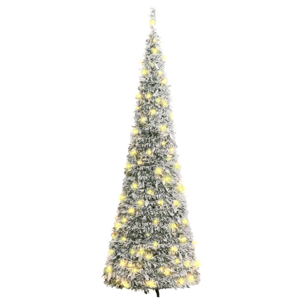 vidaXL Artificial Christmas Tree Pop-up Flocked Snow 50 LEDs 120 cm