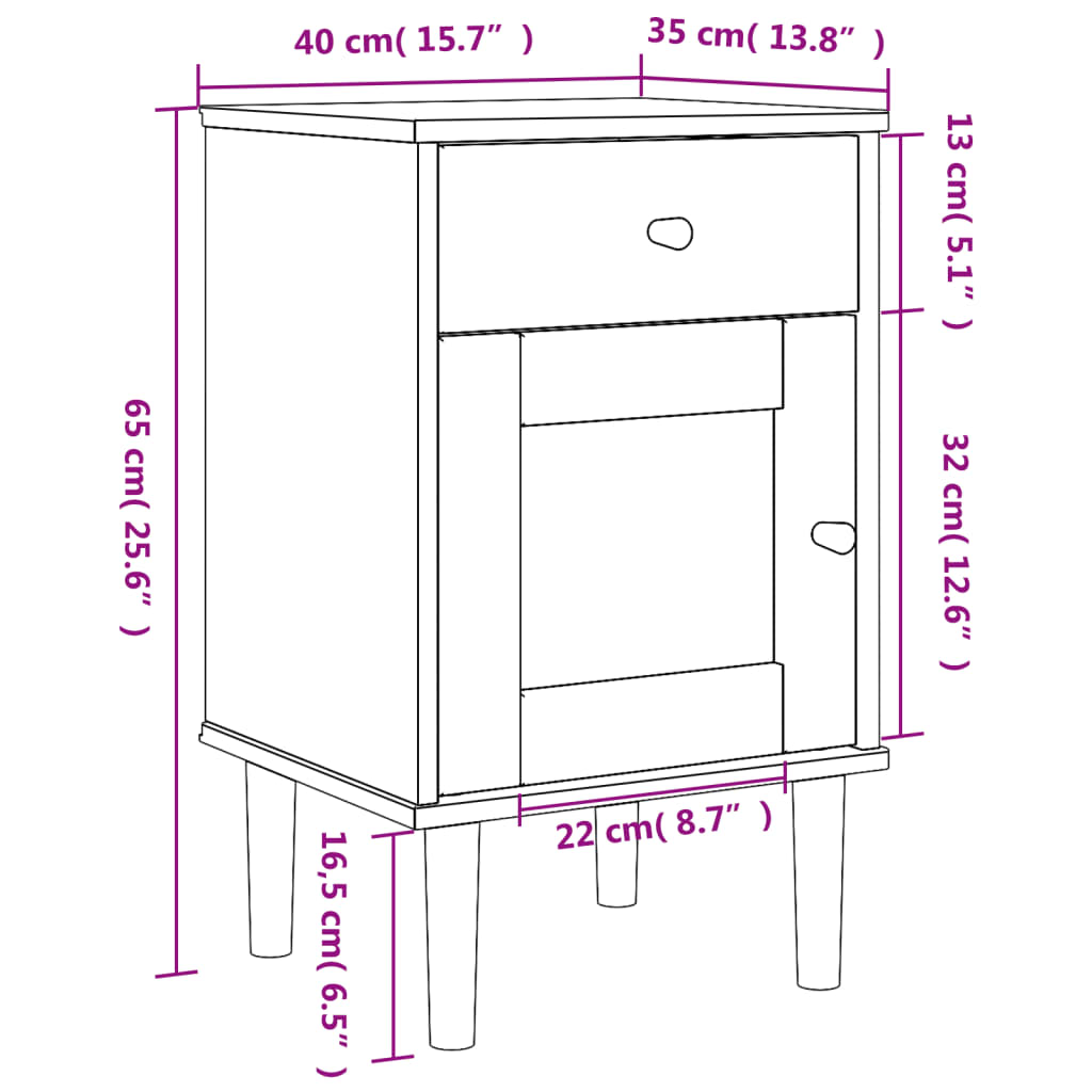 vidaXL Bedside Cabinet SENJA Rattan Look White 40x35x65 cm Solid Wood Pine