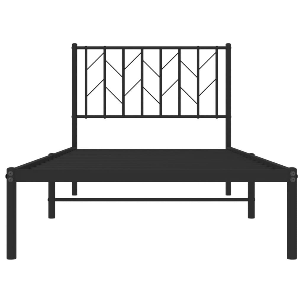 vidaXL Metal Bed Frame without Mattress with Headboard Black 90x200 cm