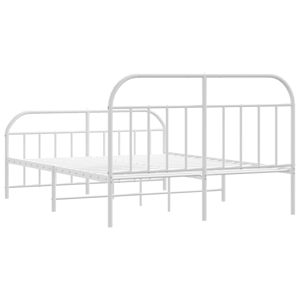 vidaXL Metal Bed Frame without Mattress with Footboard White 183x213 cm