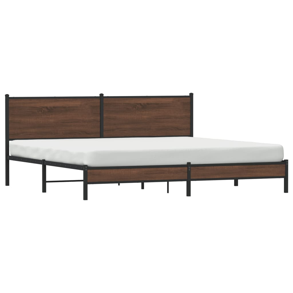 vidaXL Metal Bed Frame without Mattress Brown Oak 200x200 cm