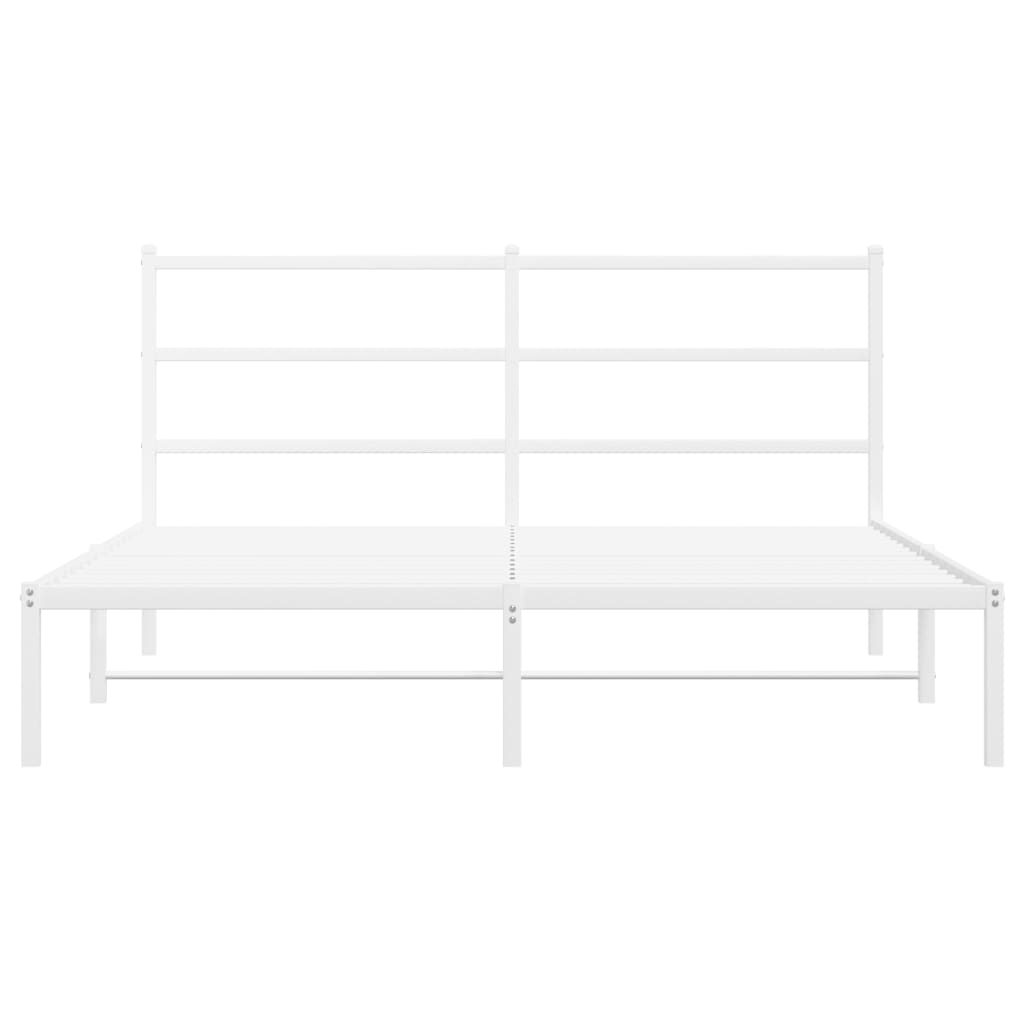 vidaXL Metal Bed Frame without Mattress with Headboard White 150x200 cm King Size