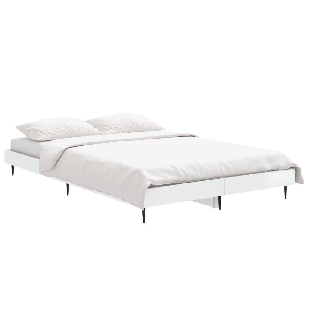 vidaXL Bed Frame without Mattress High Gloss White 120x190 cm Small Double