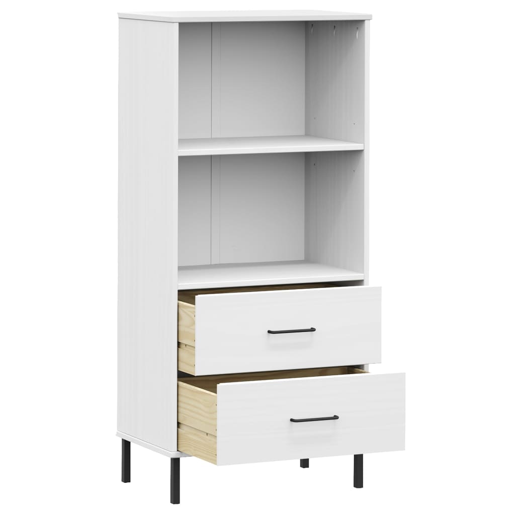 vidaXL Bookcase with 2 Drawers White 60x35x128.5 cm Solid Wood OSLO